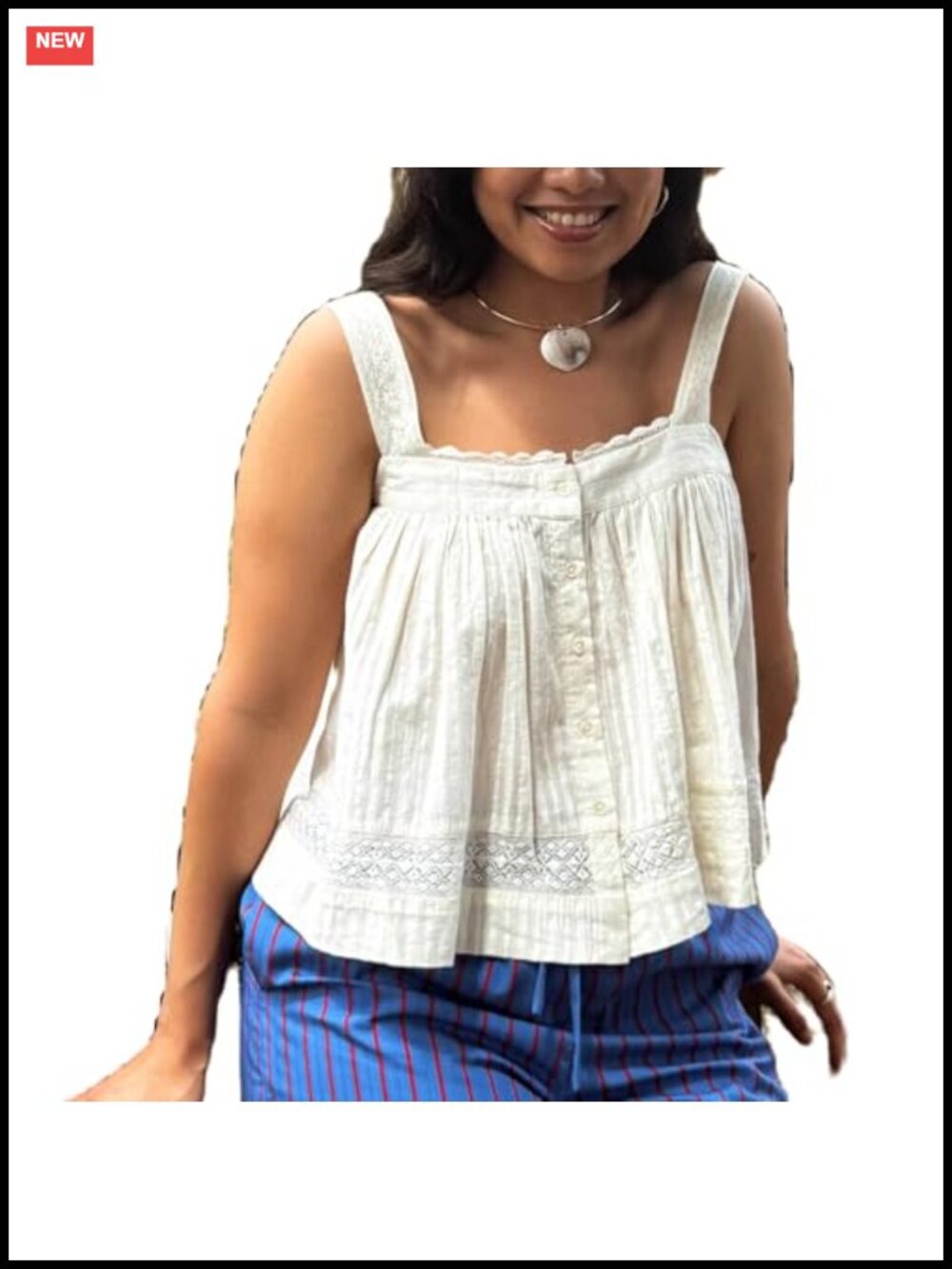 Women Lace Trim Tank Top Y2K Eyelet Loose Button Down Camisole Boho Peplum Tie